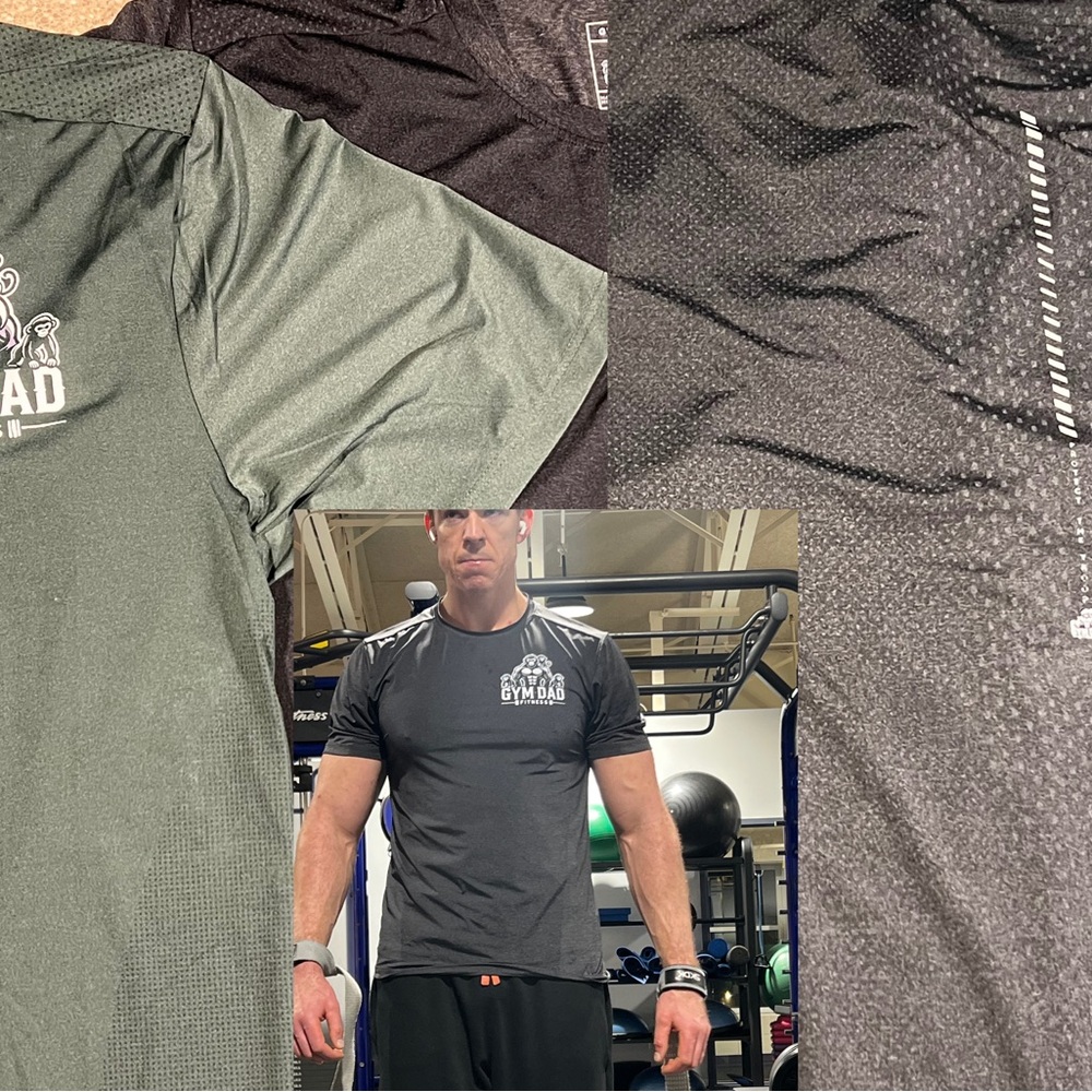 Gym Dad Fitness - Weekend Warrior Athletic T - charcoal black or dark green.